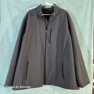 Weatherproof Swiss Tech Men's Softshell Jacket in a dark gray or graphite color.